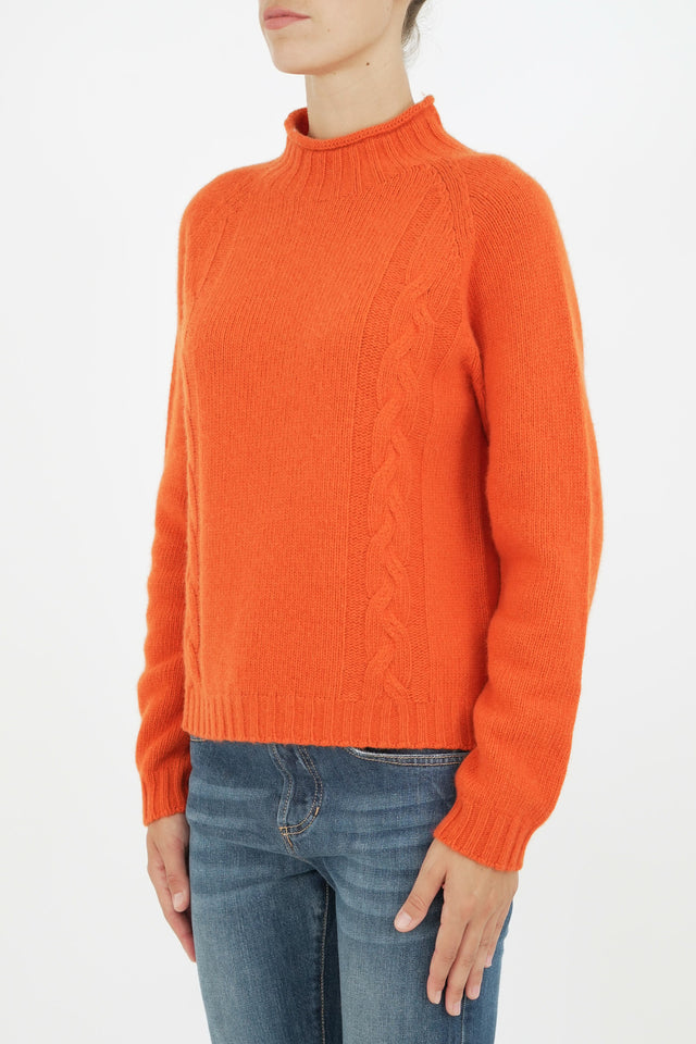 Maglia collo moderato trecce - Arancio