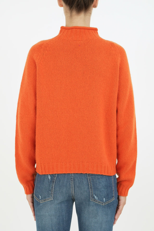 Maglia collo moderato trecce - Arancio