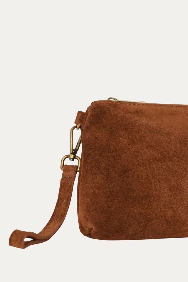 Pochette SARA in camoscio - Tabacco