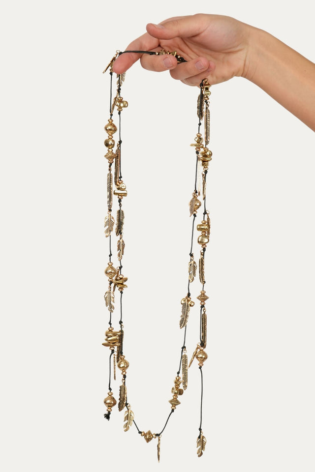 Collana filo regolabili ciondoli foglie d'autunno - Gold