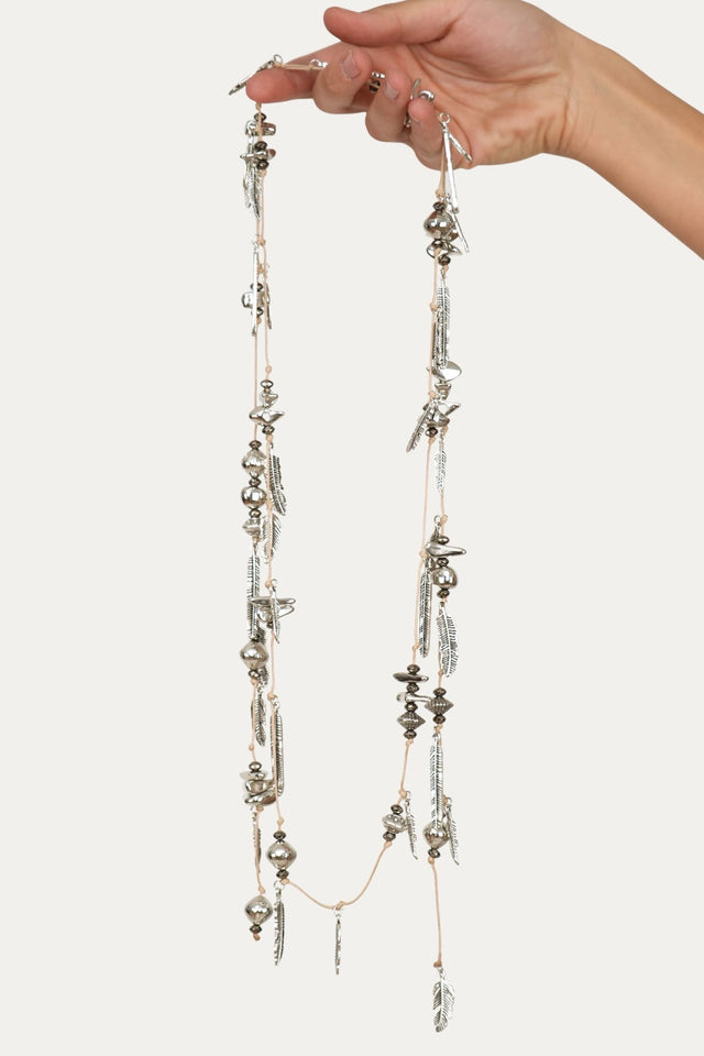 Collana filo regolabili ciondoli foglie d'autunno - Silver