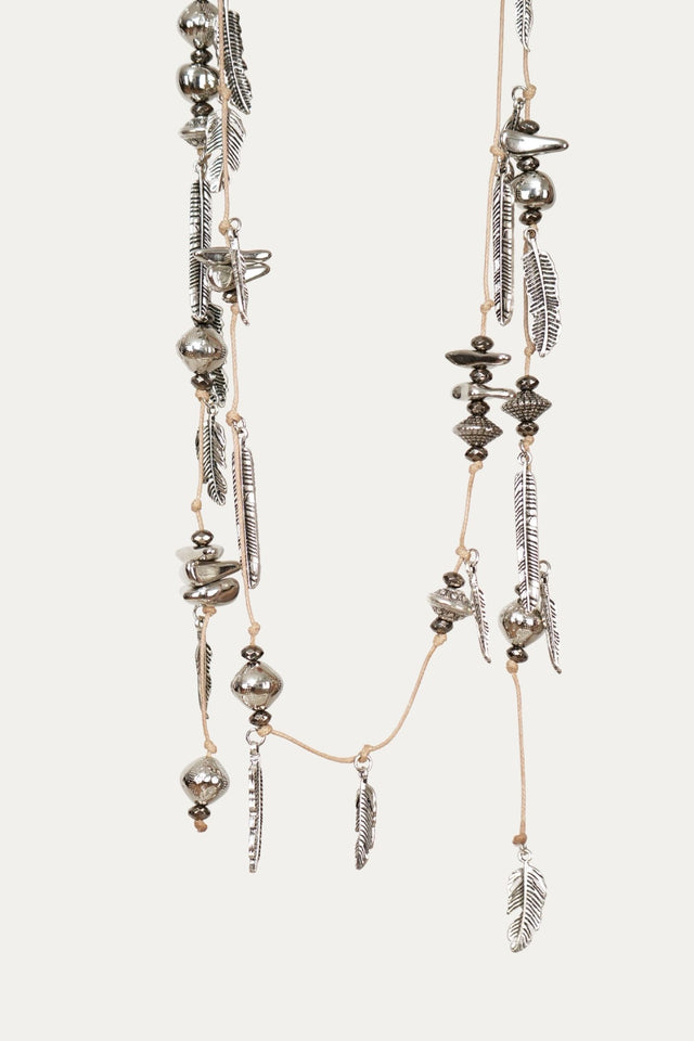 Collana filo regolabili ciondoli foglie d'autunno - Silver