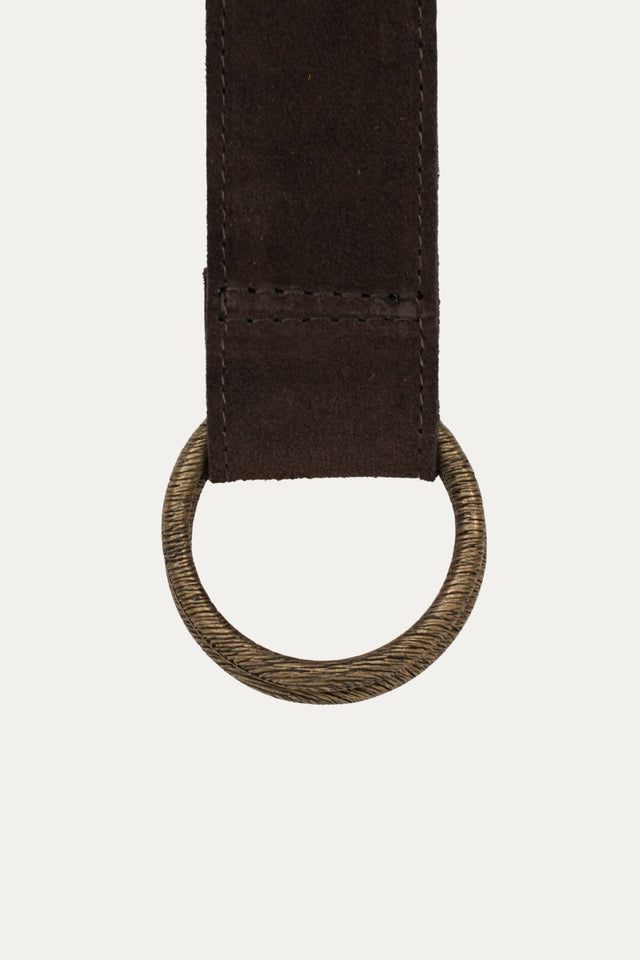 Cintura doppio anello in camoscio - Moro