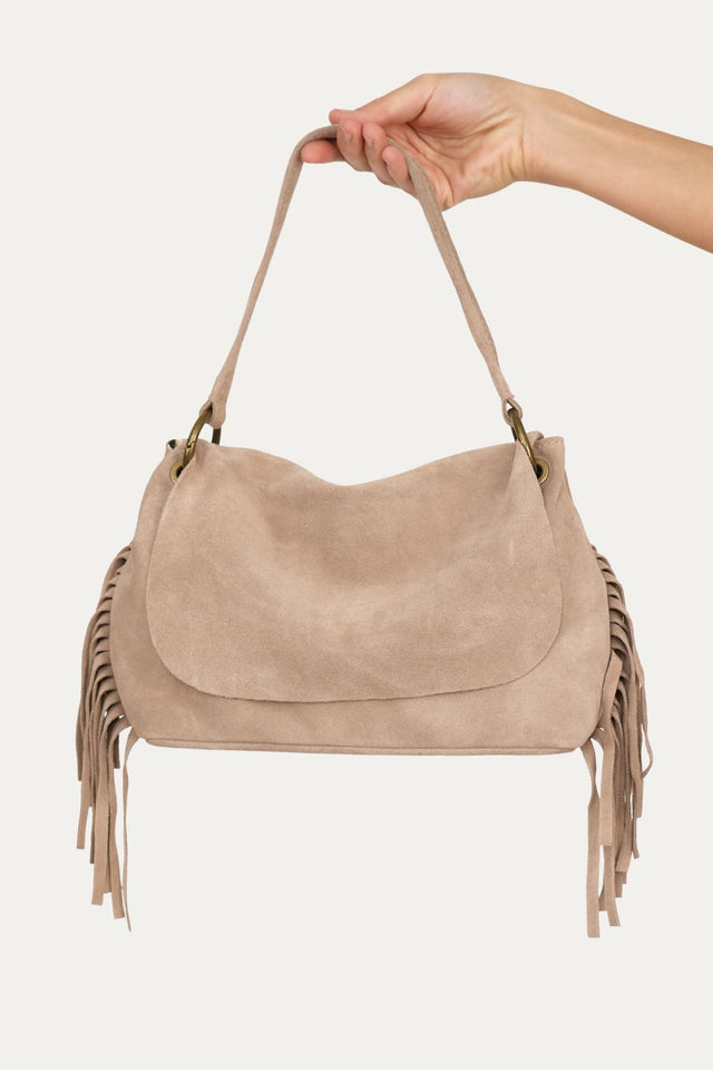 Borsa AURORA in camoscio - Taupe