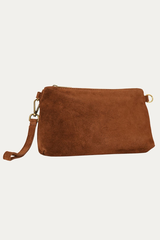 Pochette SARA in camoscio - Tabacco