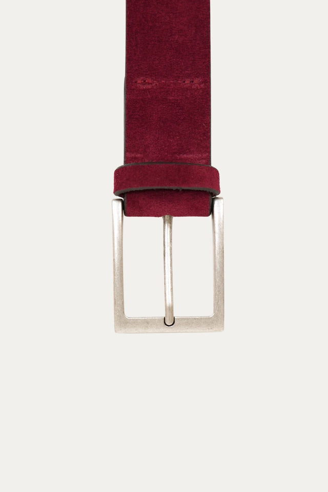 Cintura in camoscio con fibbia Argento - Vino