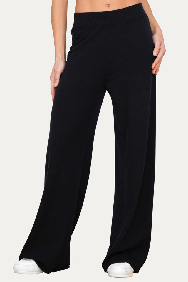 Pantalone palazzo misto cashmere - Navy