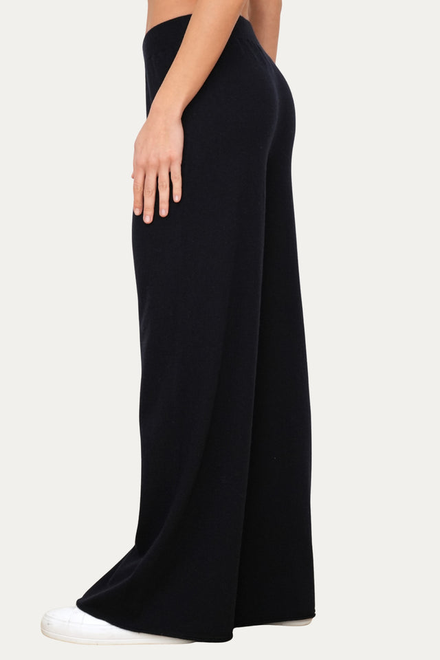 Pantalone palazzo misto cashmere - Navy