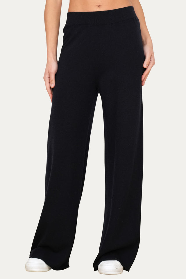 Pantalone palazzo misto cashmere - Navy