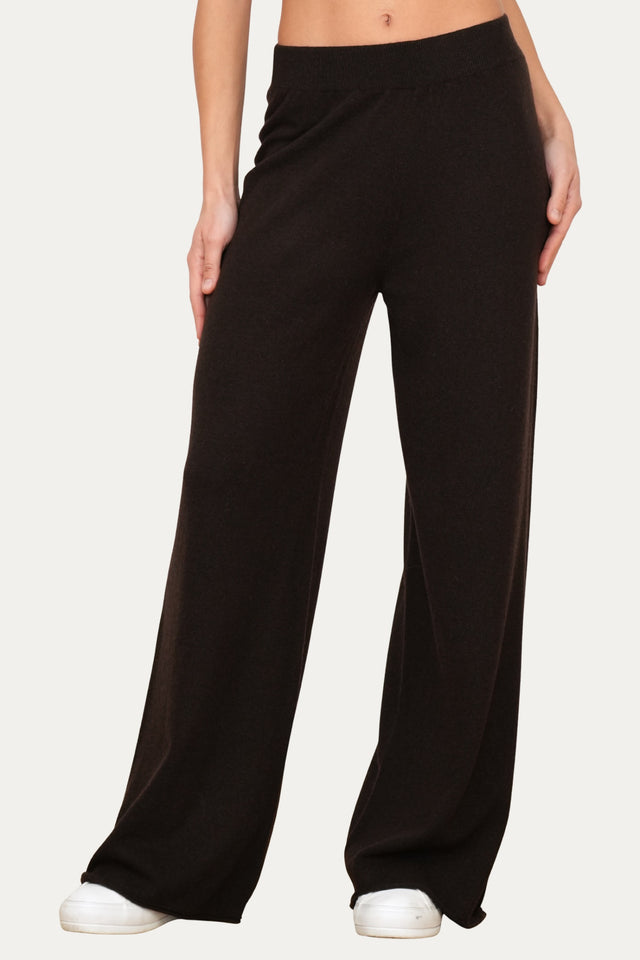 Pantalone palazzo misto cashmere - Caffè