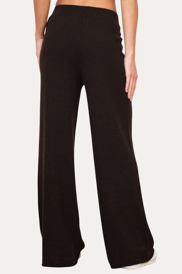 Pantalone palazzo misto cashmere - Caffè