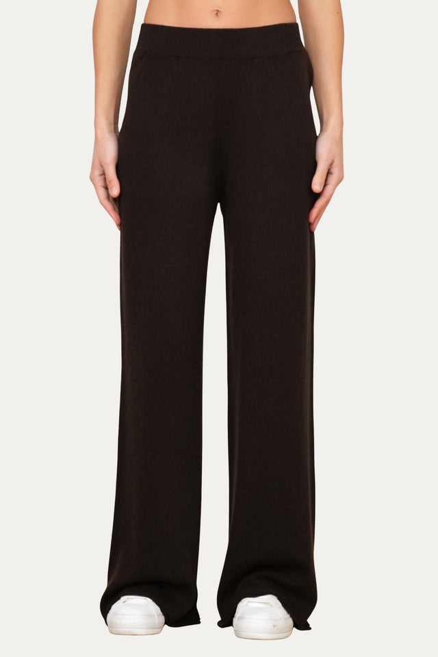 Pantalone palazzo misto cashmere - Caffè