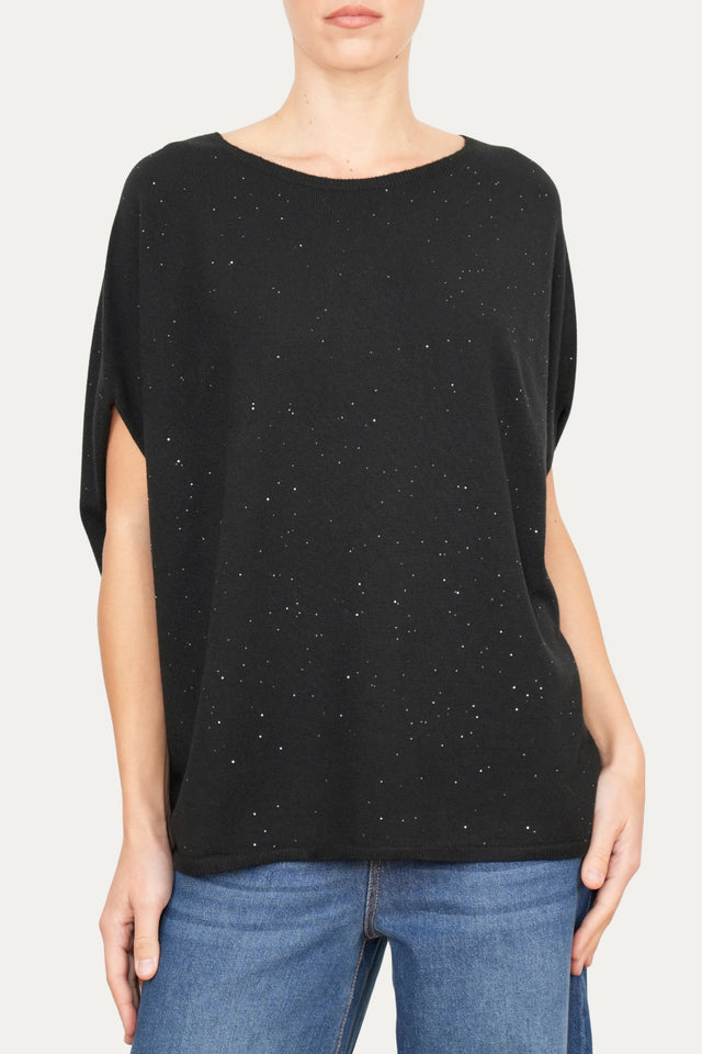 Maglia a manica scesa effetto stellato - Nero