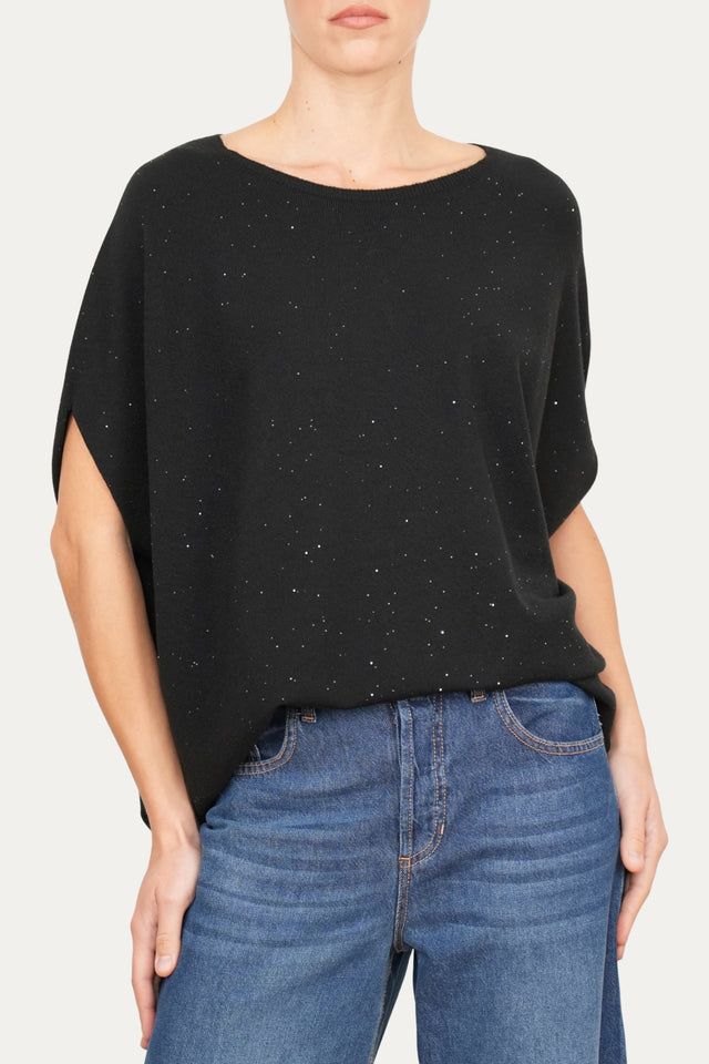 Maglia a manica scesa effetto stellato - Nero