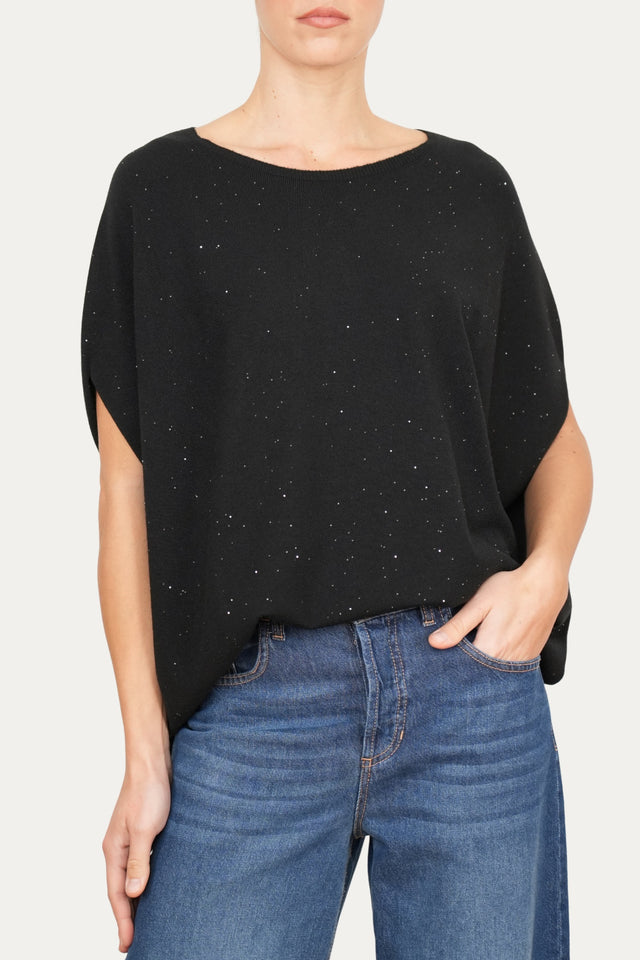 Maglia a manica scesa effetto stellato - Nero