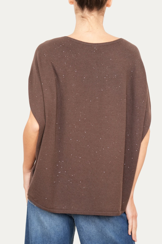 Maglia a manica scesa effetto stellato - Cioccolato
