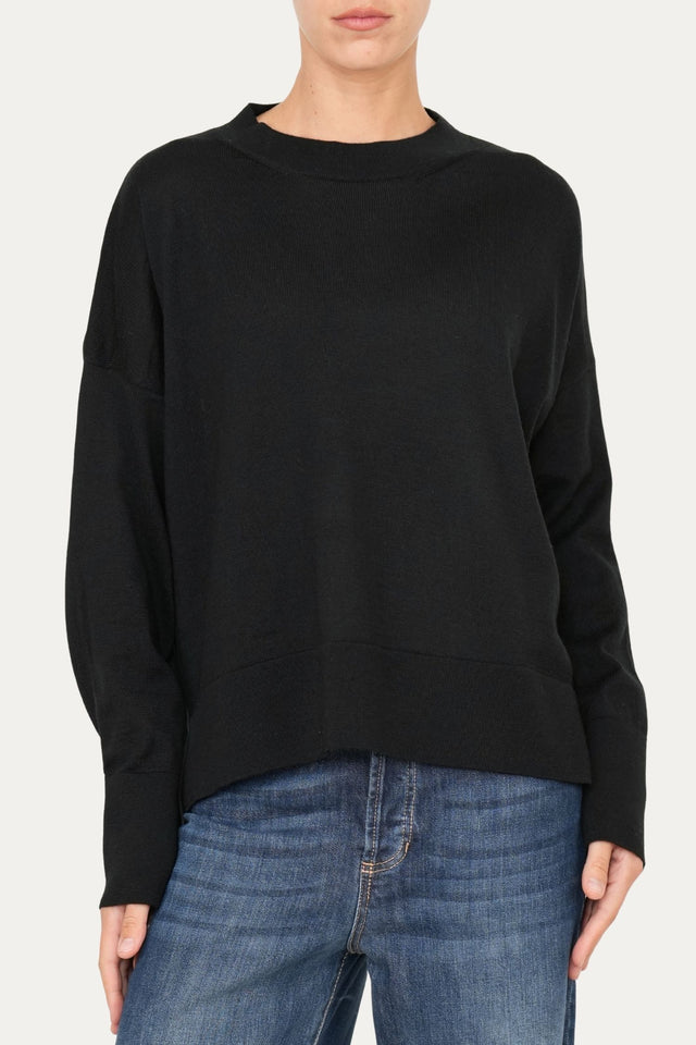 Maglia paricollo in lana merino Zegna Baruffa - Nero