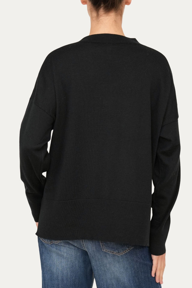 Maglia paricollo in lana merino Zegna Baruffa - Nero