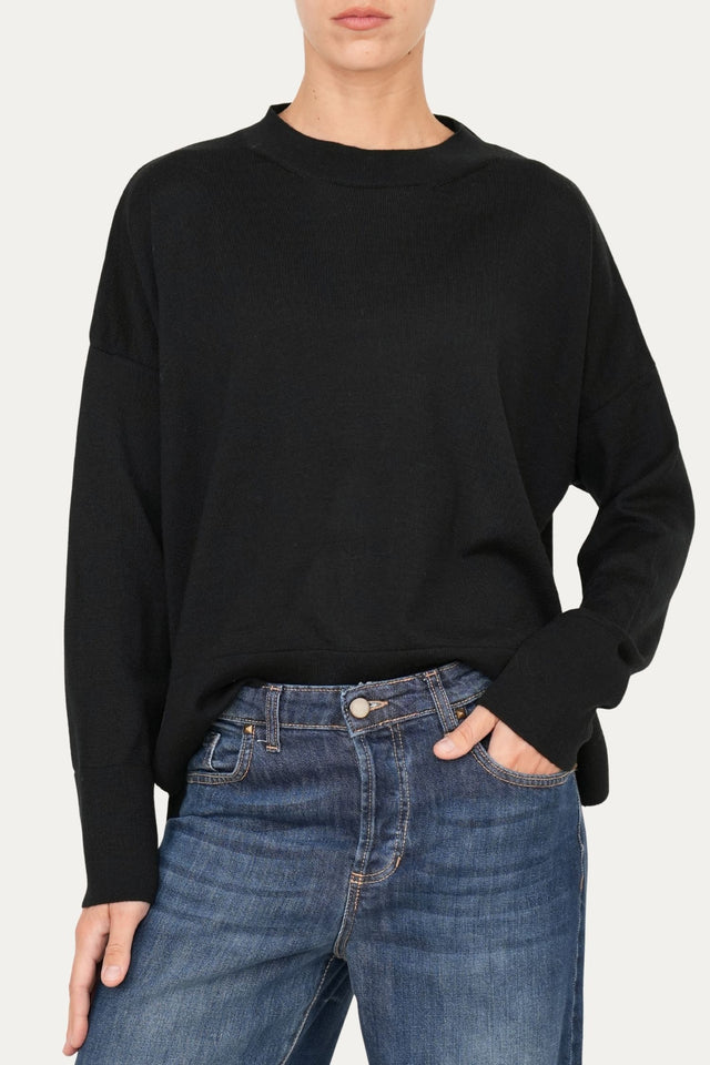 Maglia paricollo in lana merino Zegna Baruffa - Nero