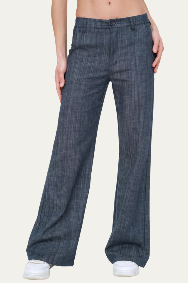 Pantalone palazzo LIA elastico dietro - Denim blu