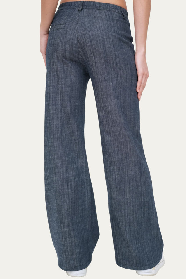 Pantalone palazzo LIA elastico dietro - Denim blu