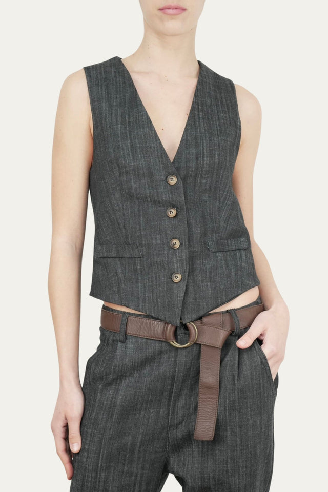 Gilet con bottoni - Denim scuro