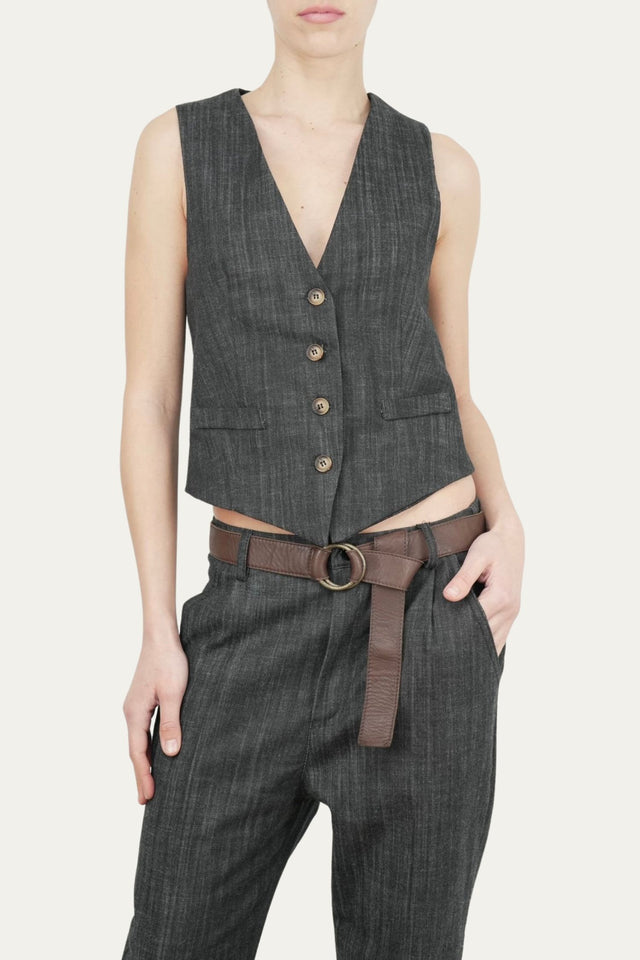 Gilet con bottoni - Denim scuro