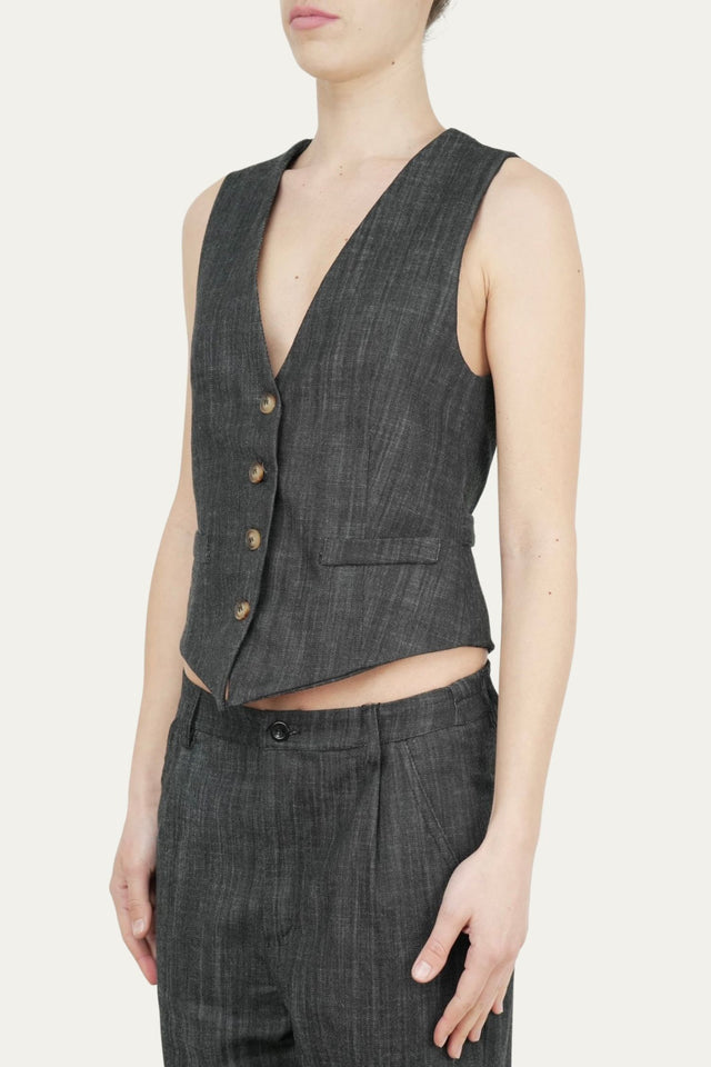 Gilet con bottoni - Denim scuro