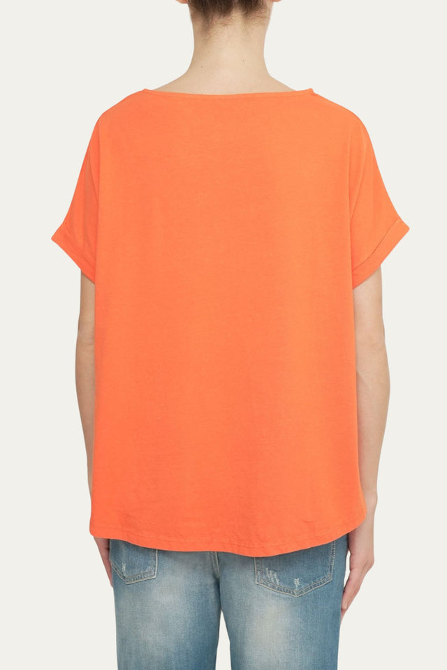 T-Shirt a barchetta cotone - Arancio