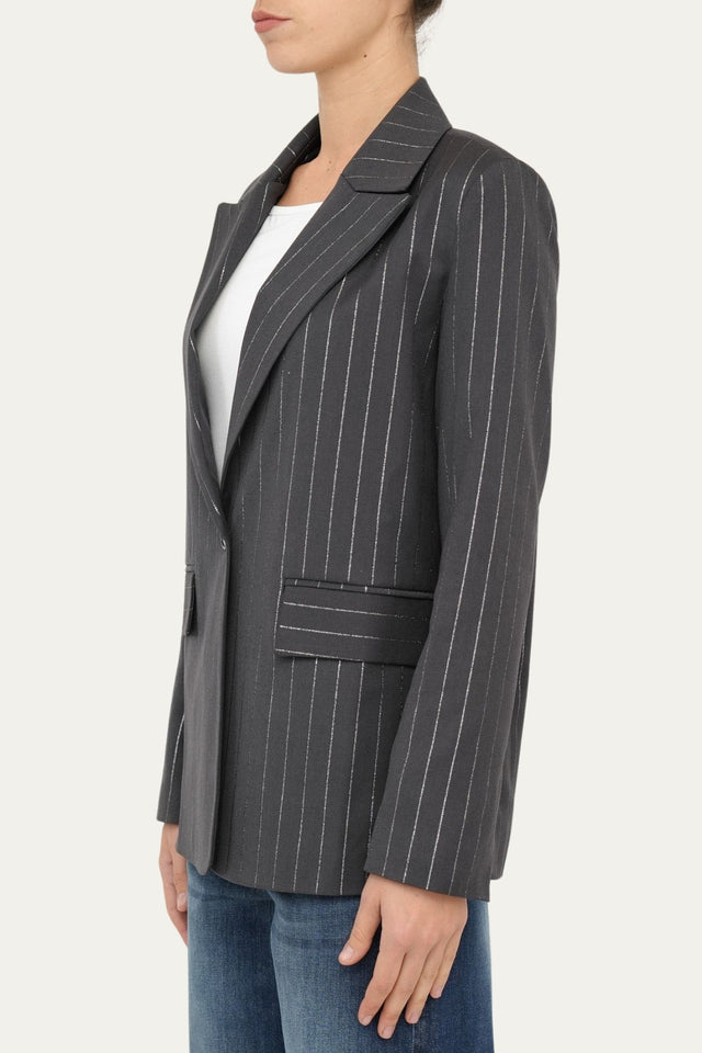 Blazer gessato con lurex - Antracite