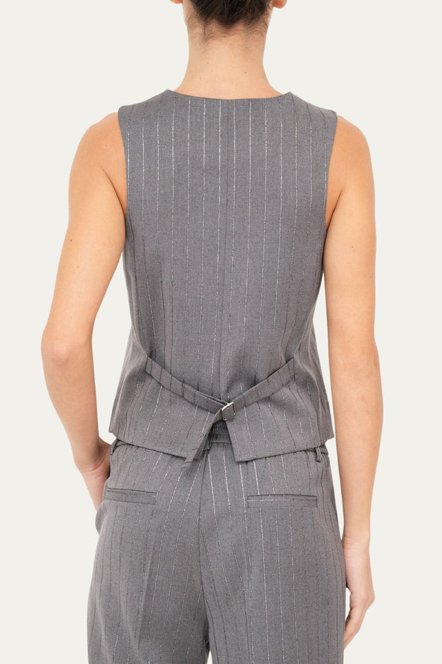 Gilet gessato con lurex - Grigio