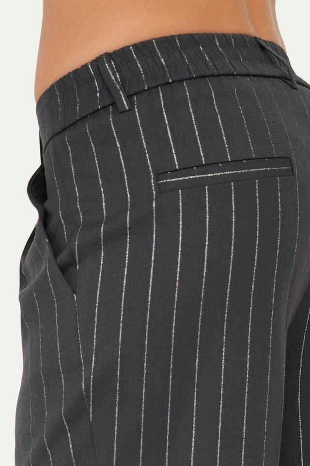 Pantalone palazzo gessato con lurex - Antracite