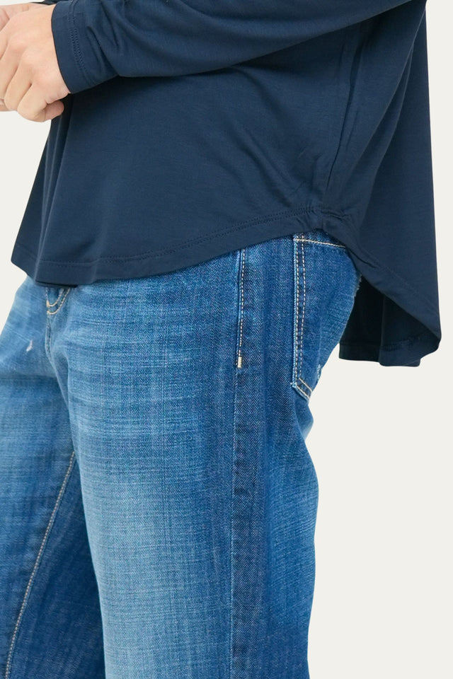 Maglia scollo barca spalla scesa Viscosa - Blu Notte