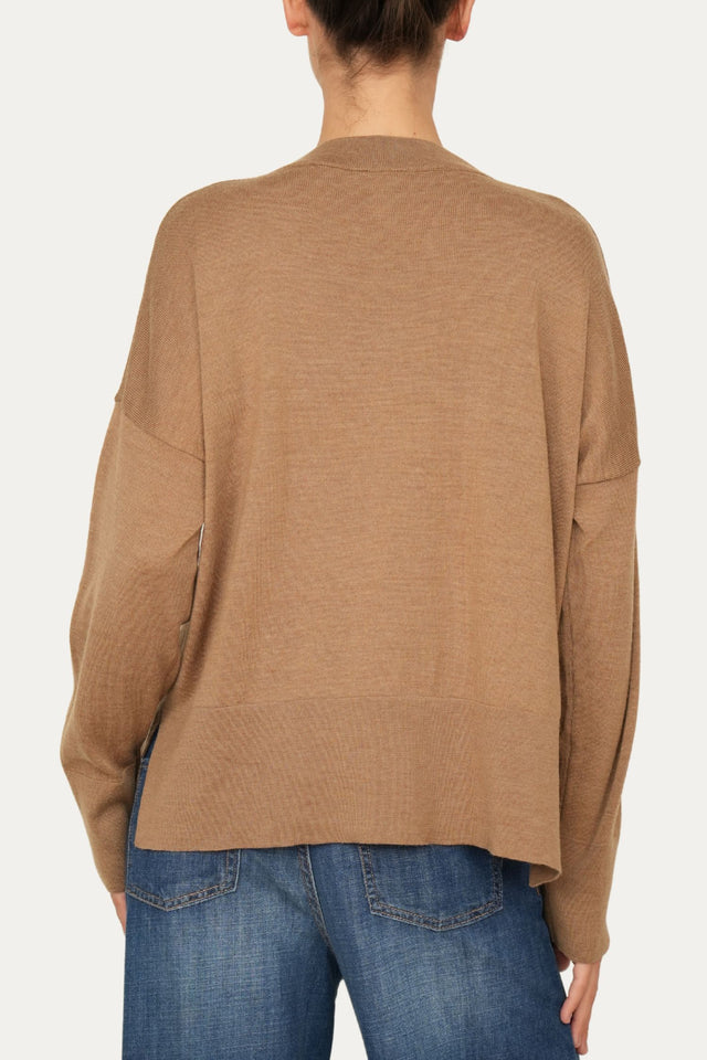Maglia paricollo in lana merino Zegna Baruffa - Biscotto