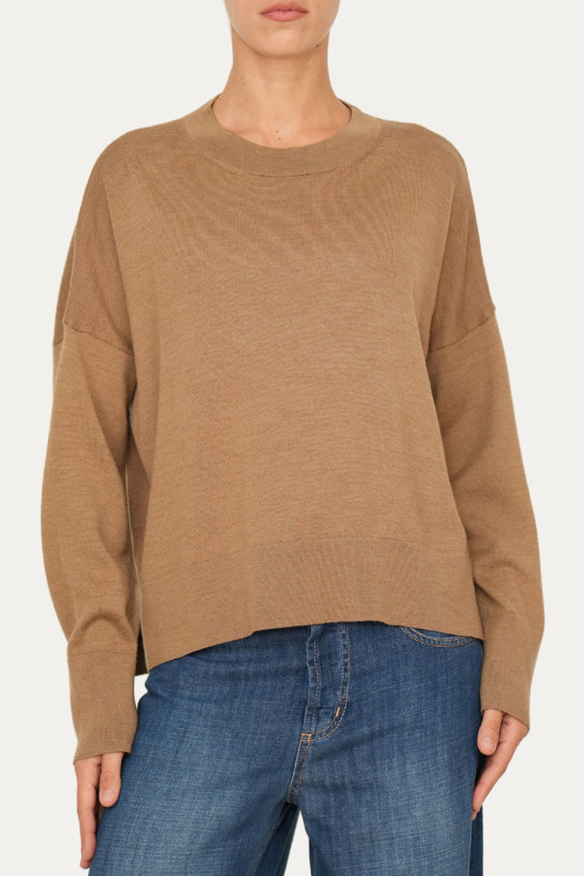 Maglia paricollo in lana merino Zegna Baruffa - Biscotto