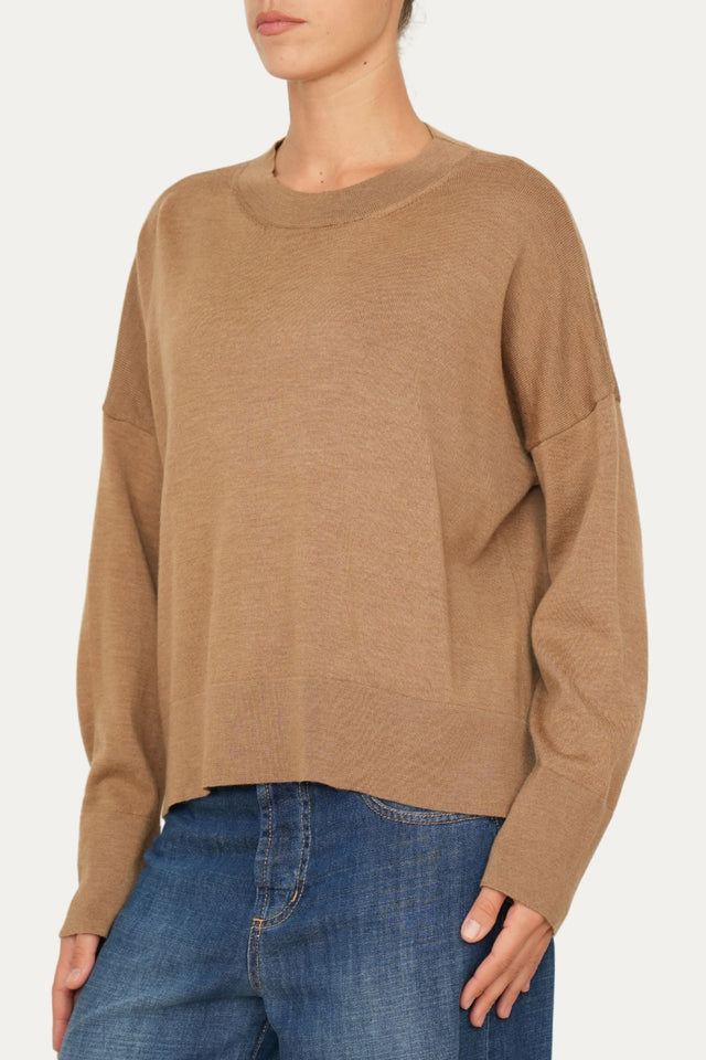 Maglia paricollo in lana merino Zegna Baruffa - Biscotto