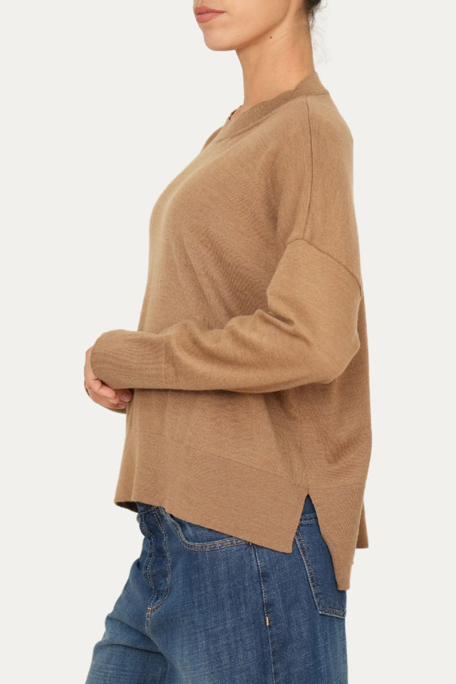 Maglia paricollo in lana merino Zegna Baruffa - Biscotto