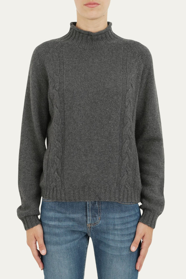 Maglia collo moderato trecce - Antracite