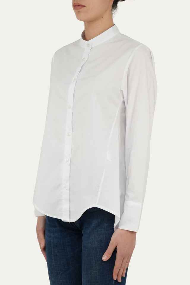 Camicia collo coreano - Bianco