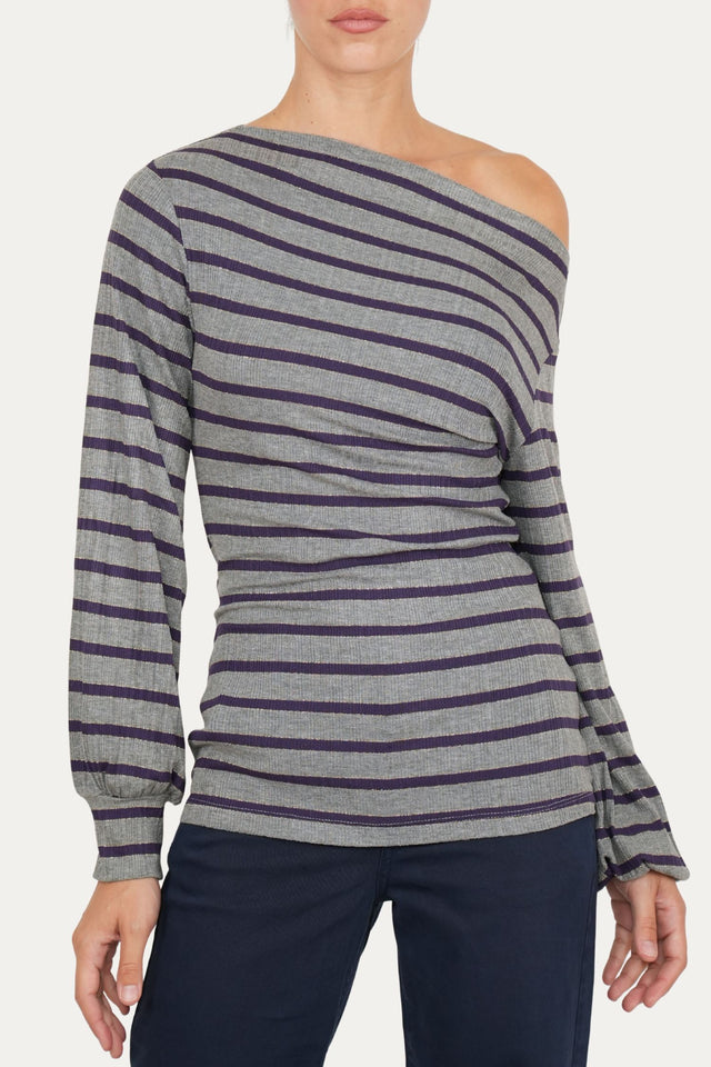 Maglia Glam a righe - Mirtillo