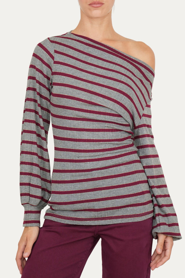 Maglia Glam a righe - Vino