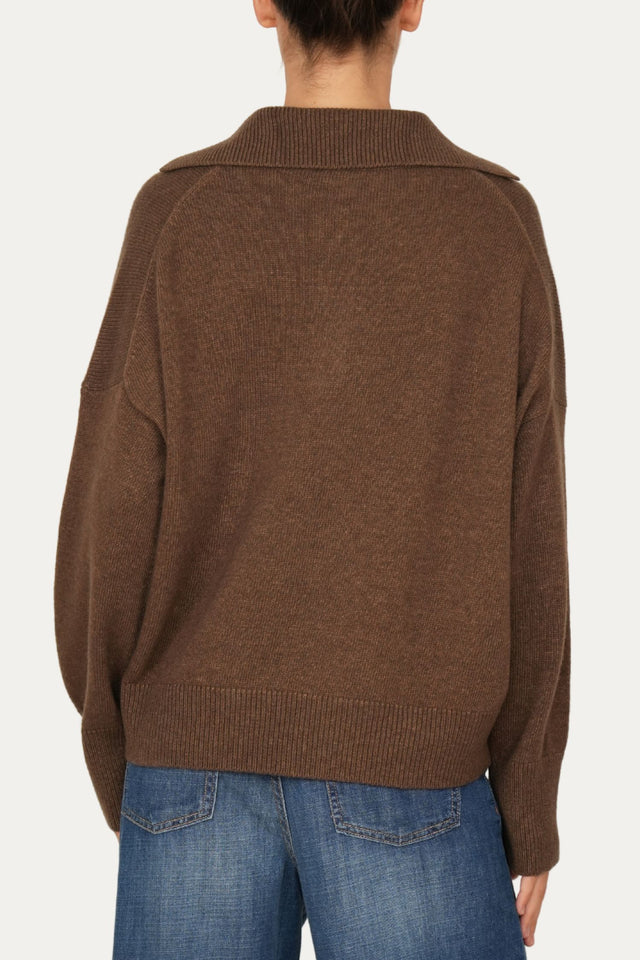 Maglia POLO a costine misto cashmere - Castoro