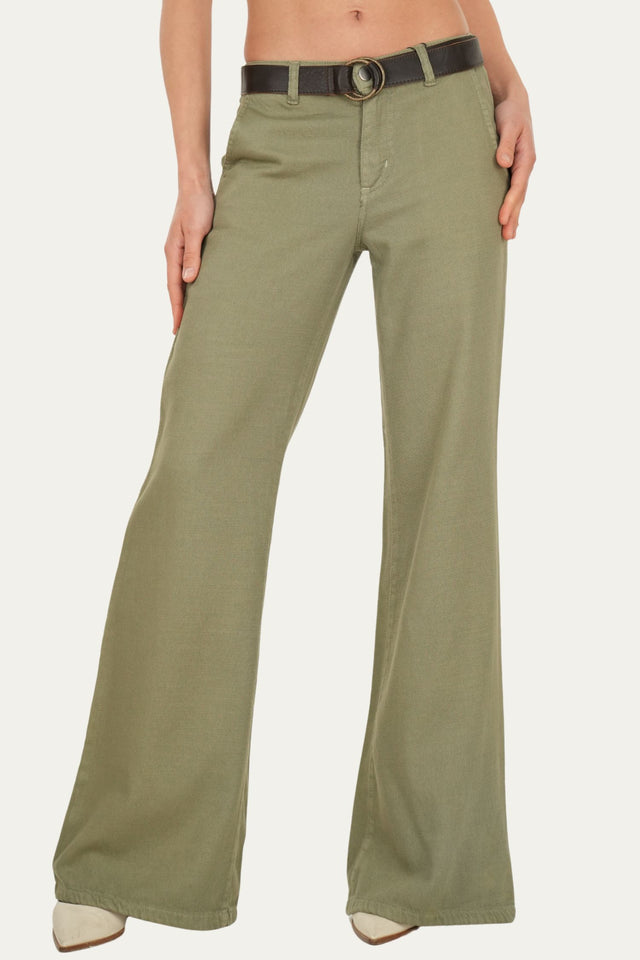 Pantalone palazzo LIA in cotone slegato - Salvia