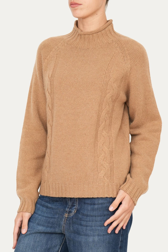 Maglione TRECCE misto cashmere - Biscotto