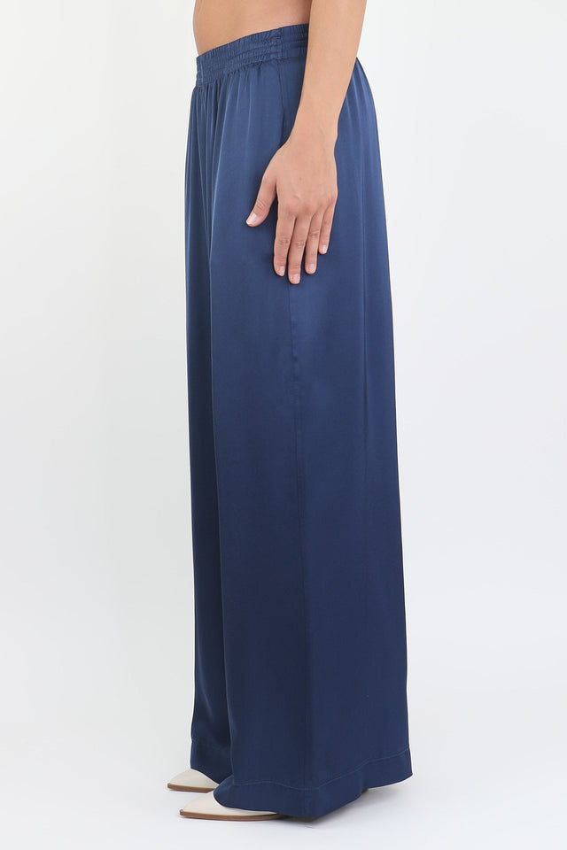 Brend-Pantalone con elastico viscosa - blu - Elisa Paglia