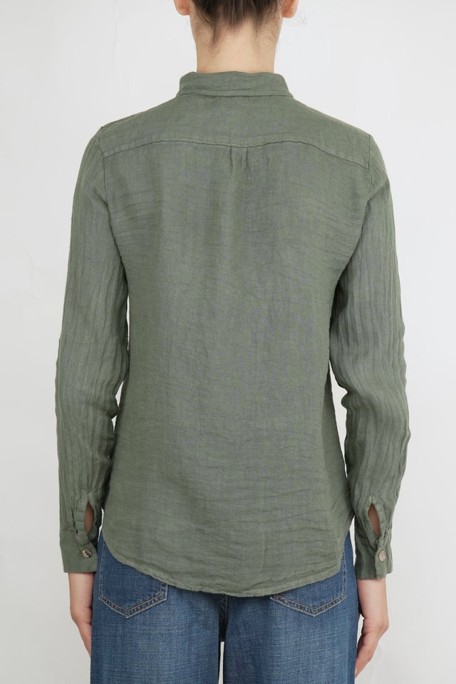 Bulier-Camicia in lino - Verde Militare - Elisa Paglia