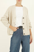 Bulier - Cardigan in maglia con bottoni - Beige - Elisa Paglia