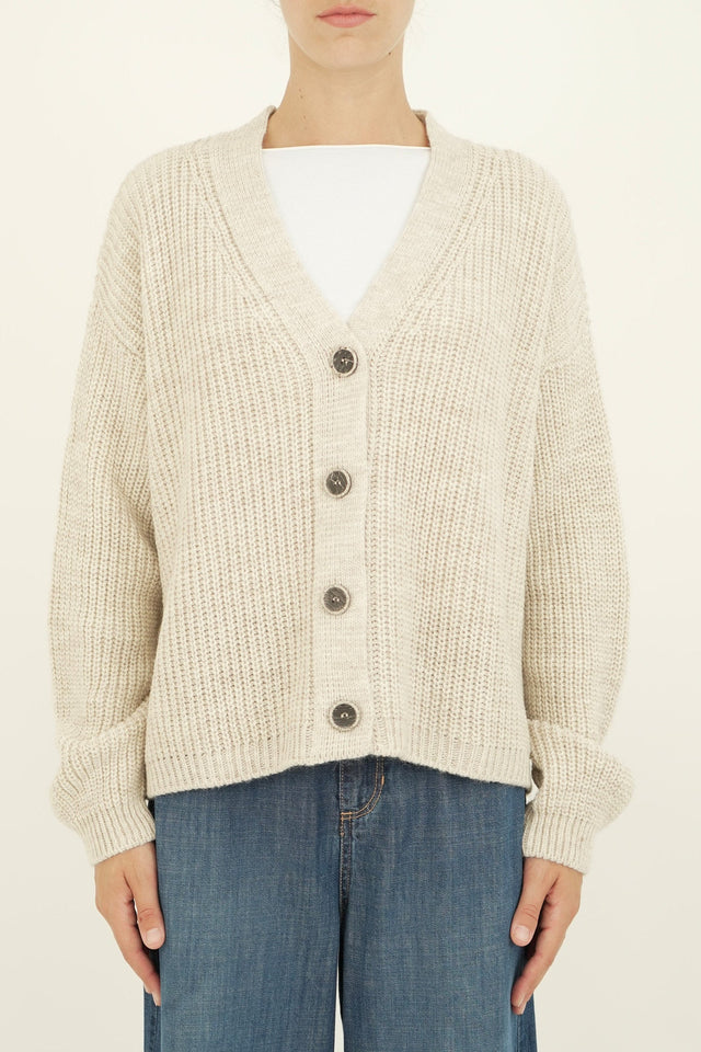 Bulier - Cardigan in maglia con bottoni - Beige - Elisa Paglia