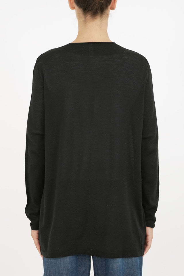 Bulier - Cardigan lana merino Zegna Baruffa - Nero - Elisa Paglia