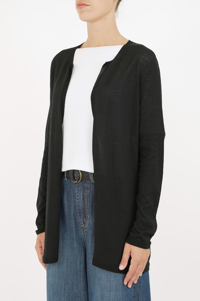 Bulier - Cardigan lana merino Zegna Baruffa - Nero - Elisa Paglia